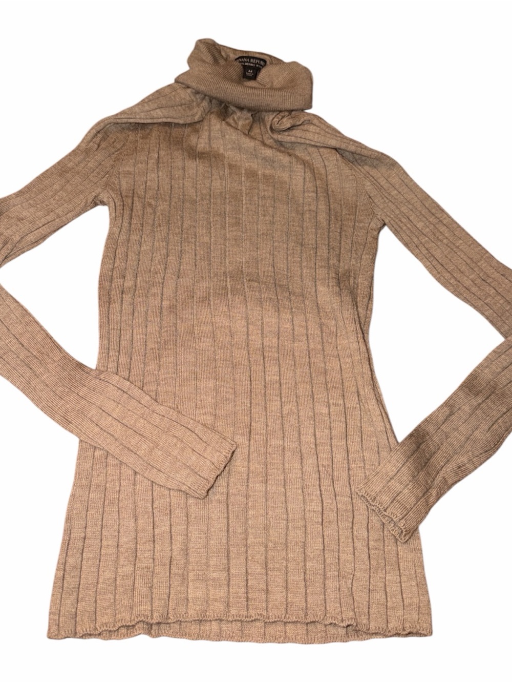 Banana Republic Tan Ribbed Turtleneck Sweater